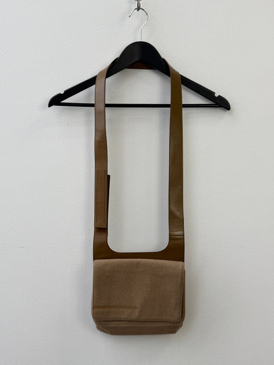 Prada Spring Summer 1999 Wool & leather Side Bag | O/S, Brown