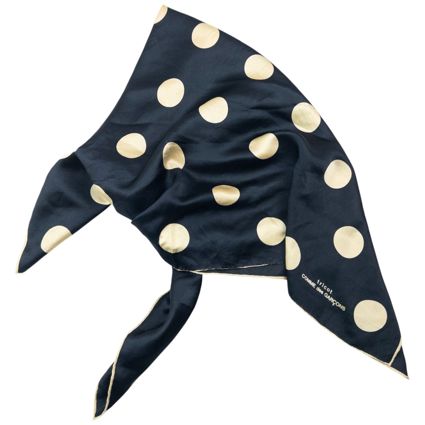 Vintage 90s Comme Des Garçons Tricot Polka Dot Silk Scarf | O/S, Cream