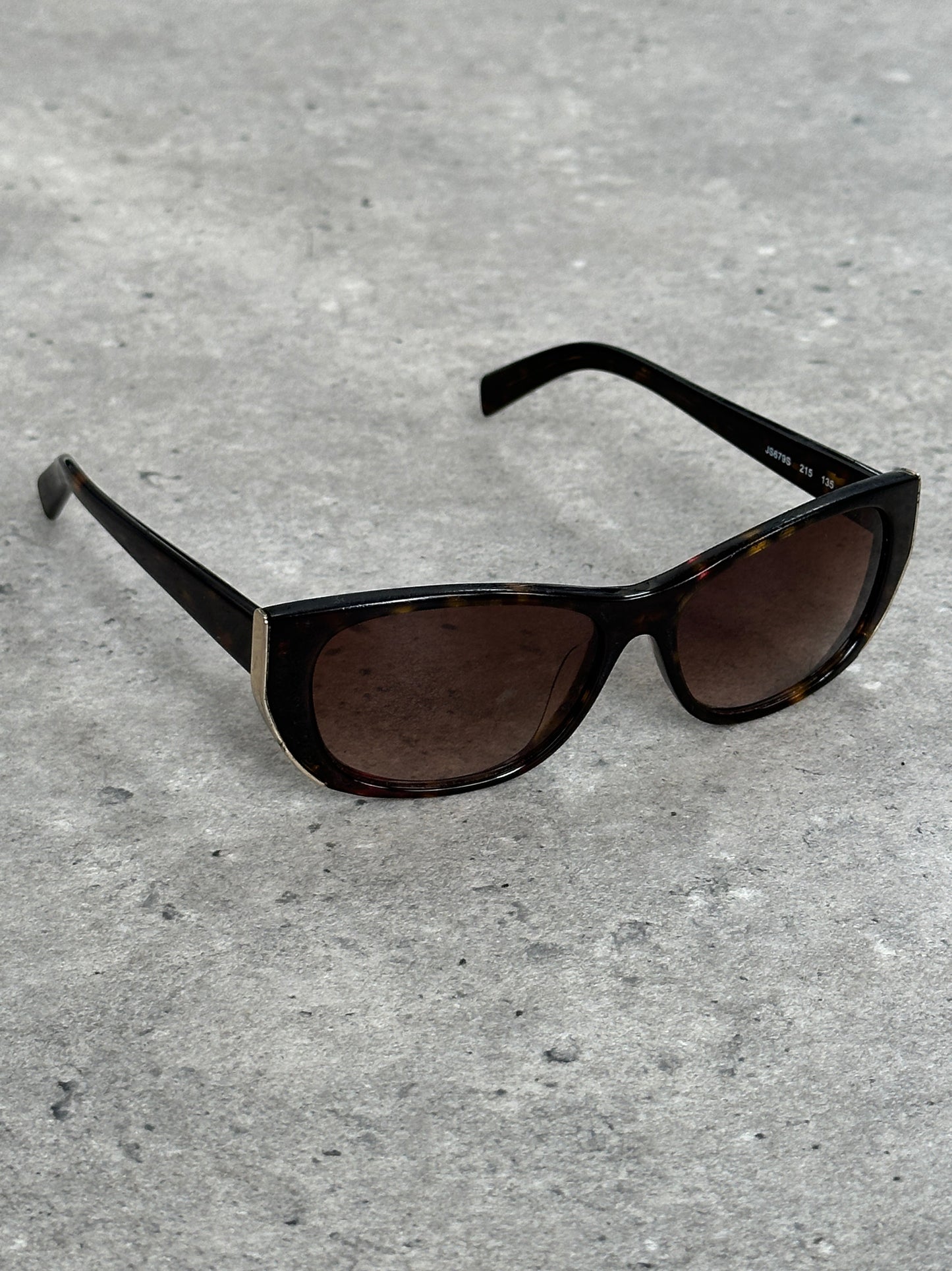 Jil Sander 2000s Tortoiseshell Rectangular Logo Sunglasses