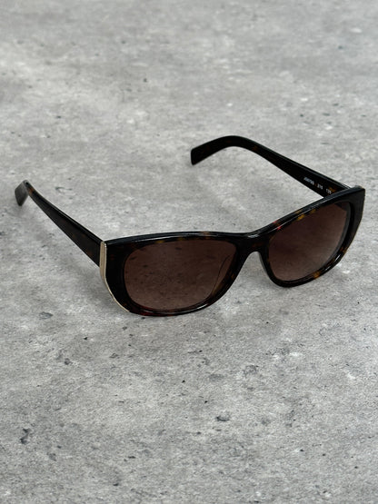 Jil Sander 2000s Tortoiseshell Rectangular Logo Sunglasses