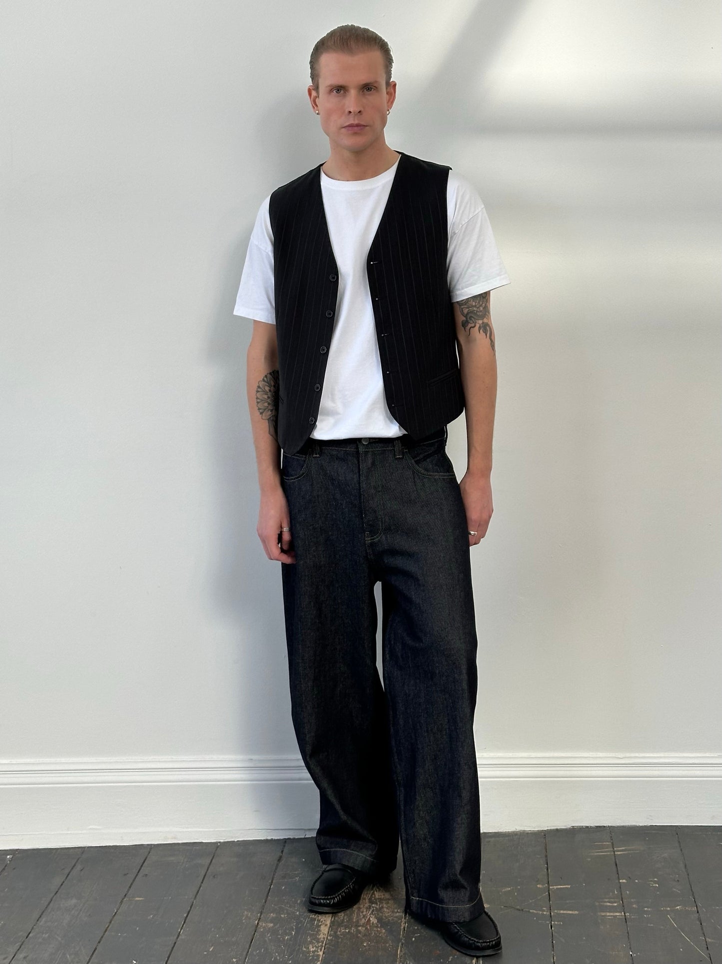 Vintage 1990s Striped Tailored Waistcoat - M