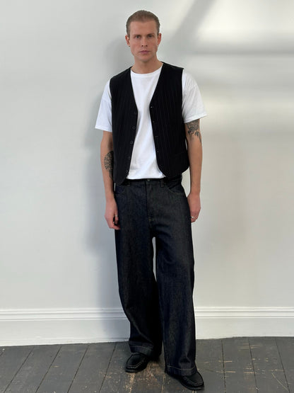 Vintage 1990s Striped Tailored Waistcoat - M