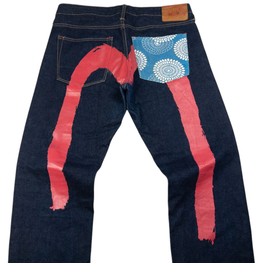 Vintage Evisu Painted Daicock Japanese Denim Jeans Size W35