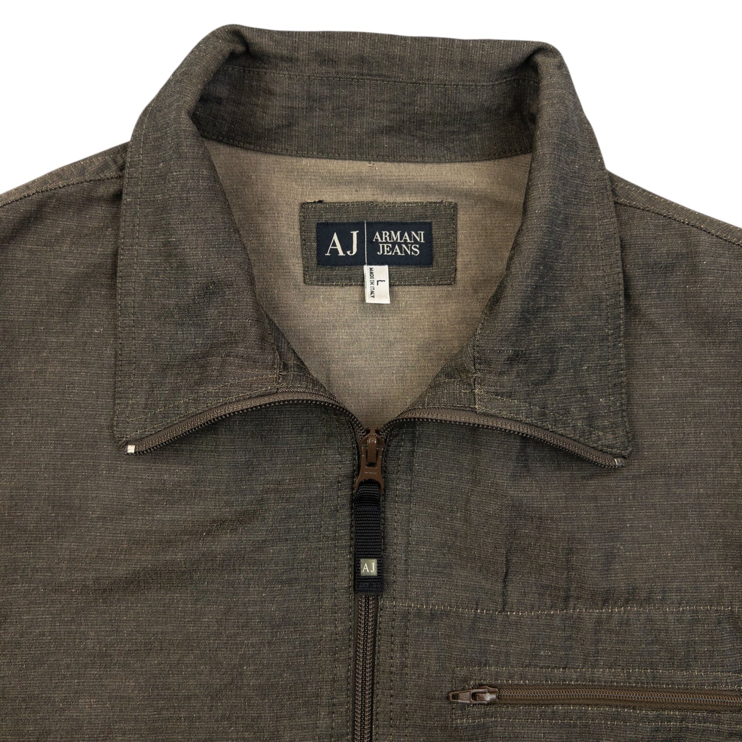 Vintage 2000s Armani Jeans Hemp Zip Up Jacket Size M | Medium, Brown