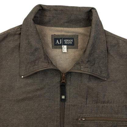 Vintage 2000s Armani Jeans Hemp Zip Up Jacket Size M | Medium, Brown
