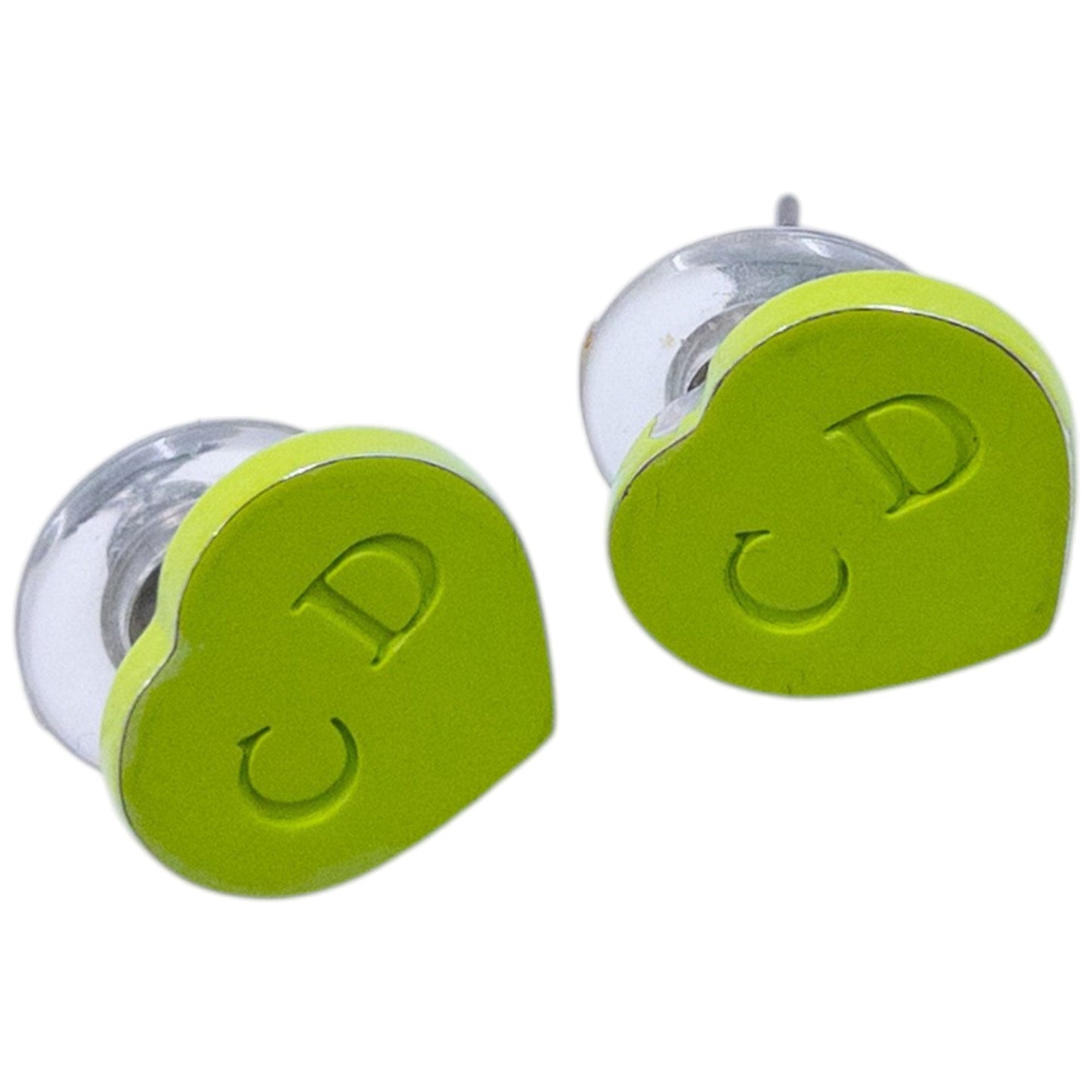 Vintage 2000s Dior By John Galliano Heart Stud Earrings | O/S, Green