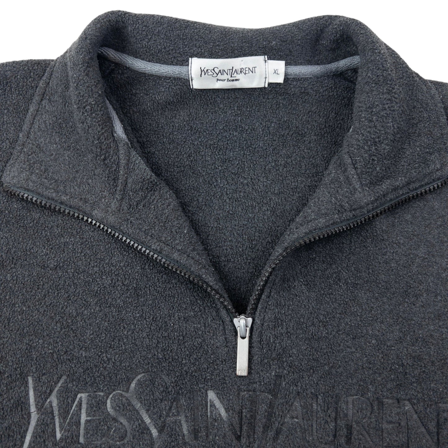 Vintage 2000s YSL Yves Saint Laurent Q Zip Fleece Sweatshirt Size M | Medium, Grey