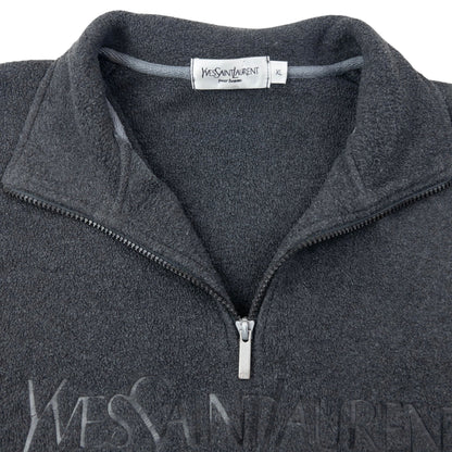 Vintage 2000s YSL Yves Saint Laurent Q Zip Fleece Sweatshirt Size M | Medium, Grey