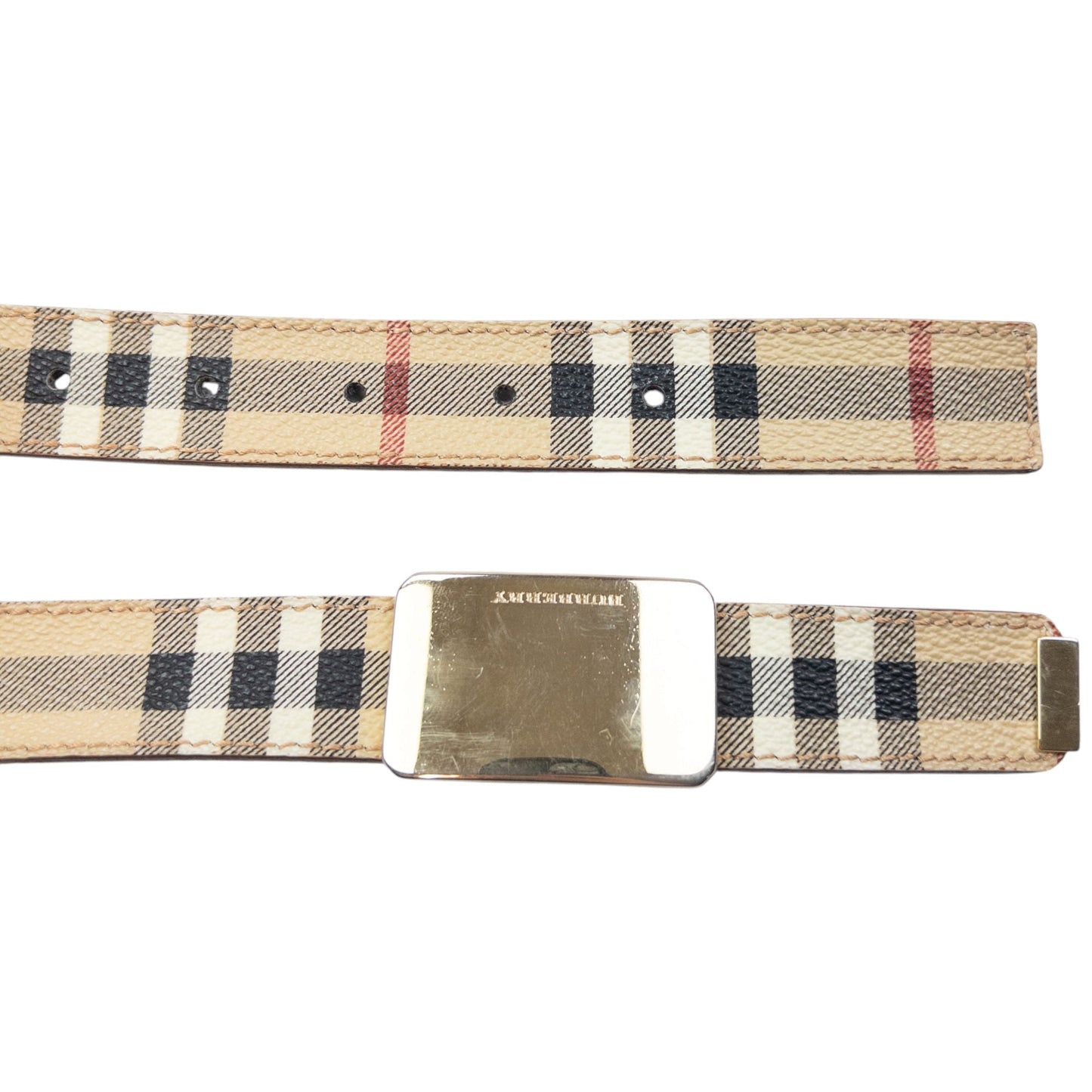 Vintage 2000s Burberry Nova Check Leather Belt Size M | O/S, Gold