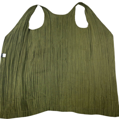 Vintage 90s Issey Miyake Pleated Longline Vest Dress Womens Size M | Medium, Green