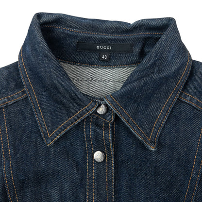 Vintage 90s Gucci By Tom Ford Cropped Denim Jacket Womens Size M | Medium, Navy