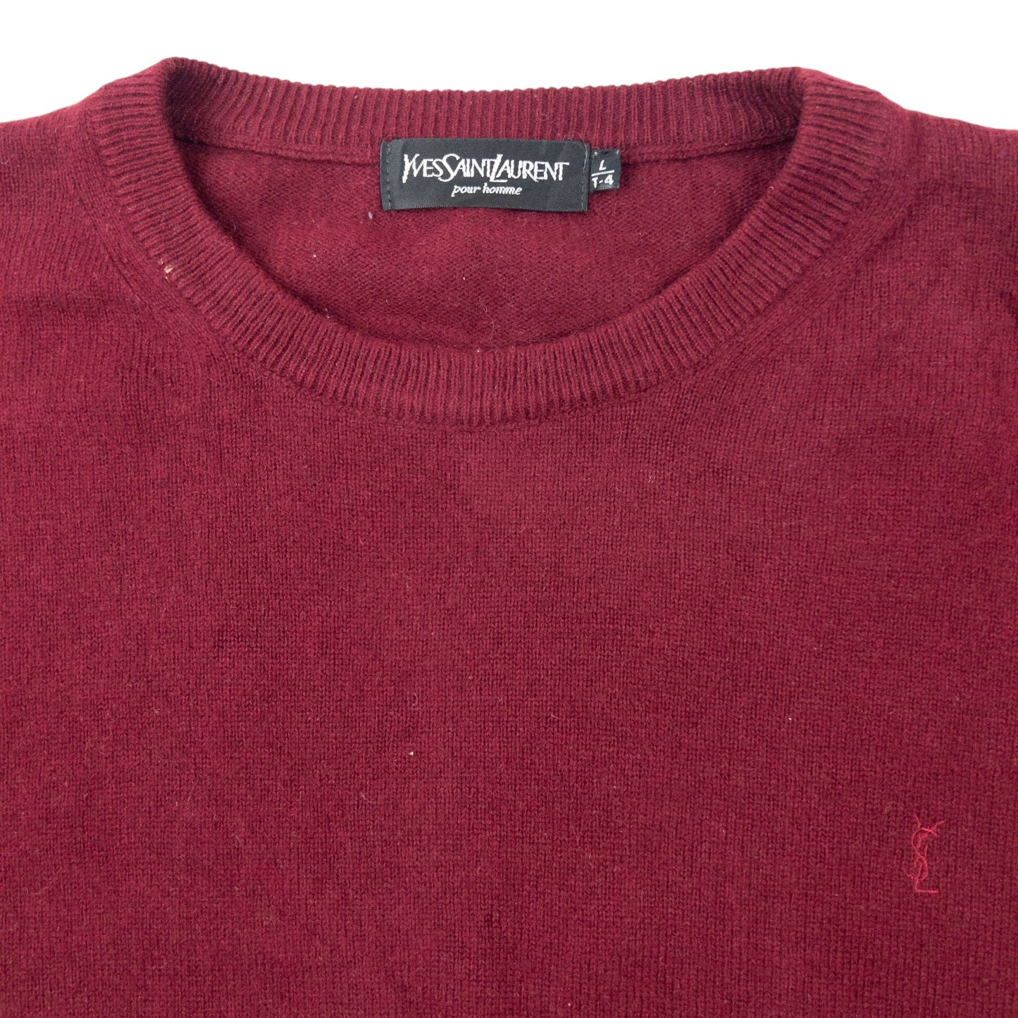 Vintage 90s YSL Yves Saint Laurent Wool Jumper Size L | Large, Burgundy