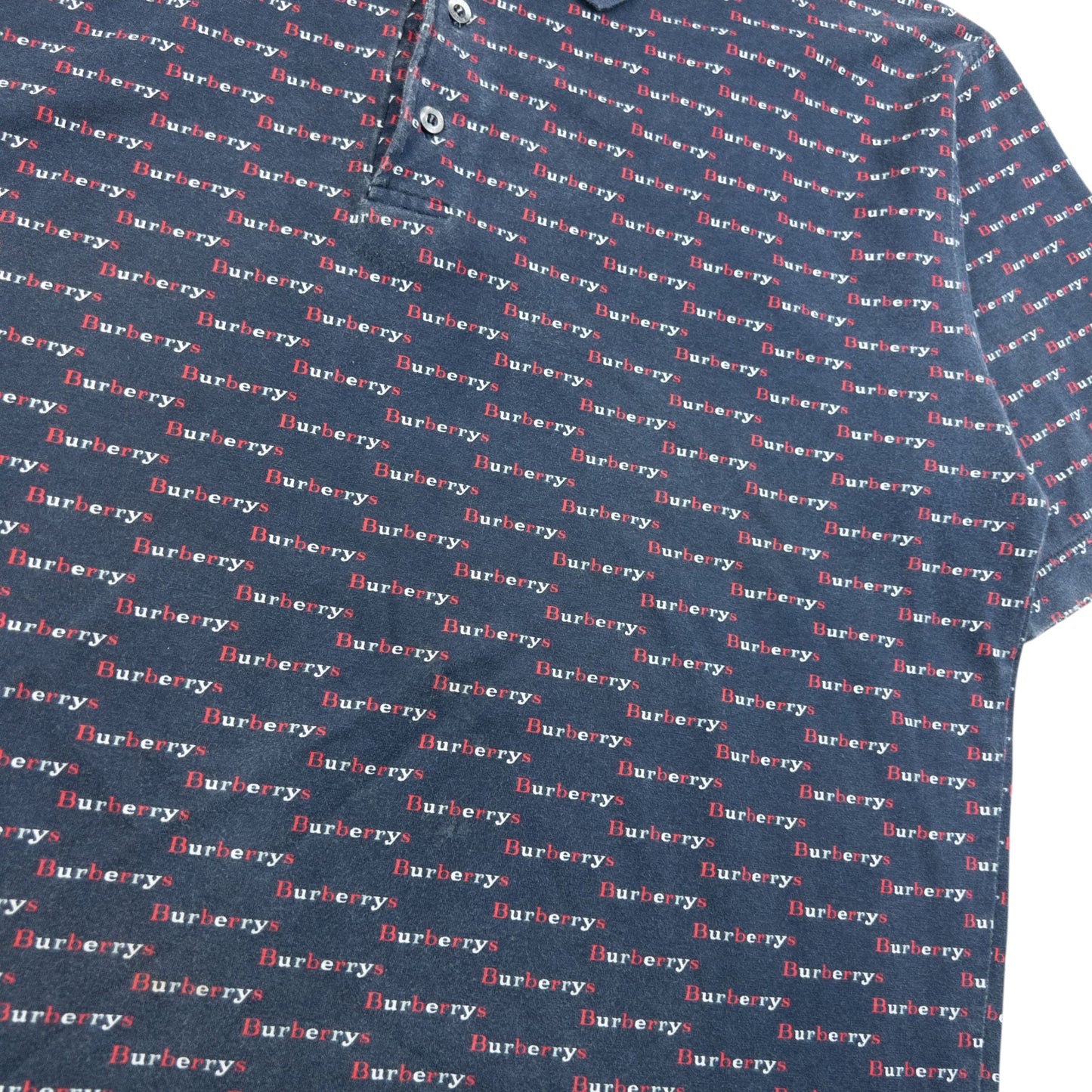Vintage 90s Burberry Monogram Polo Shirt Size M | Medium, Navy