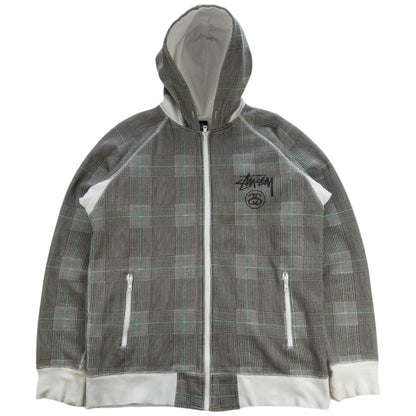 Vintage Stussy Check Zip Up Hoodie Size M