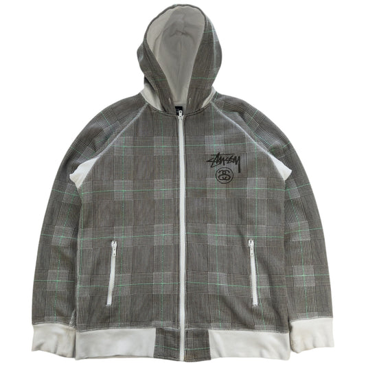 Vintage Stussy Check Zip Up Hoodie Size M