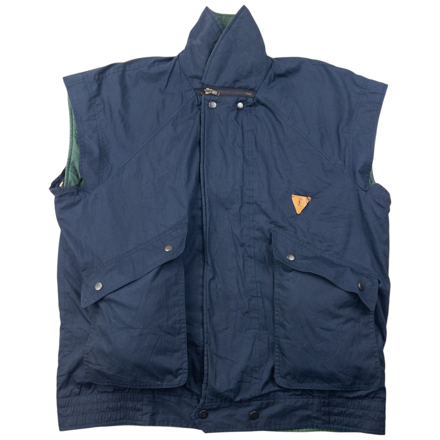 Vintage 90s YSL Yves Saint Laurent Reversible Zip-Off Sleeve Jacket Size M