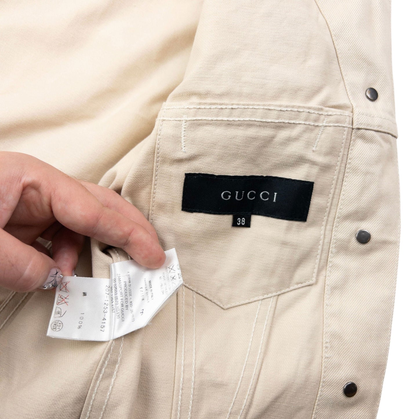 Vintage 2000s Gucci By Tom Ford Button Up Denim Jacket Womens Size S | Small, Cream