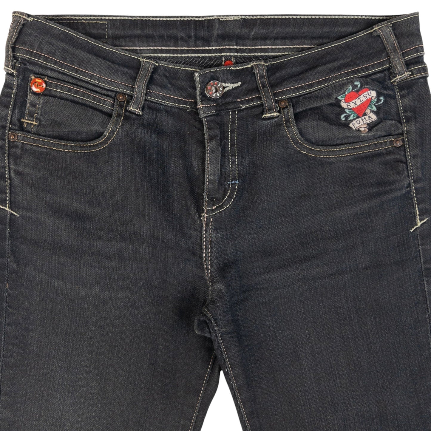 Vintage Puma X Evisu Double Gull Japanese Denim Jeans Size W32