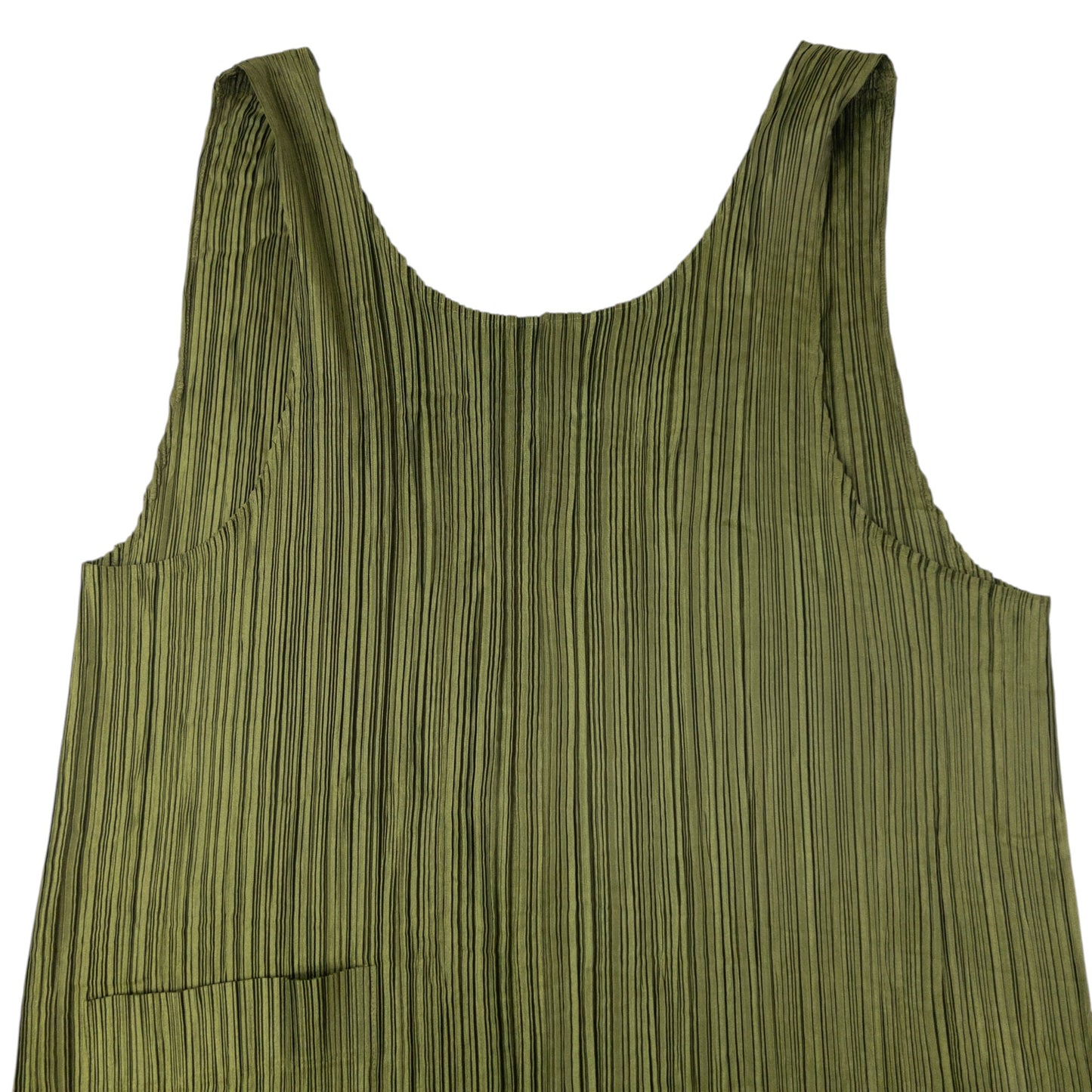 Vintage 90s Issey Miyake Pleated Longline Vest Dress Womens Size M | Medium, Green