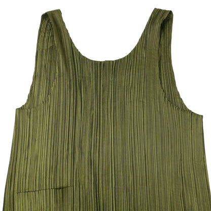 Vintage 90s Issey Miyake Pleated Longline Vest Dress Womens Size M | Medium, Green