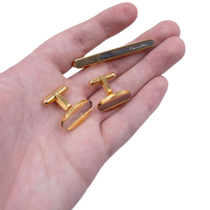 Vintage Dior Cuff Links & Tie Clip Set