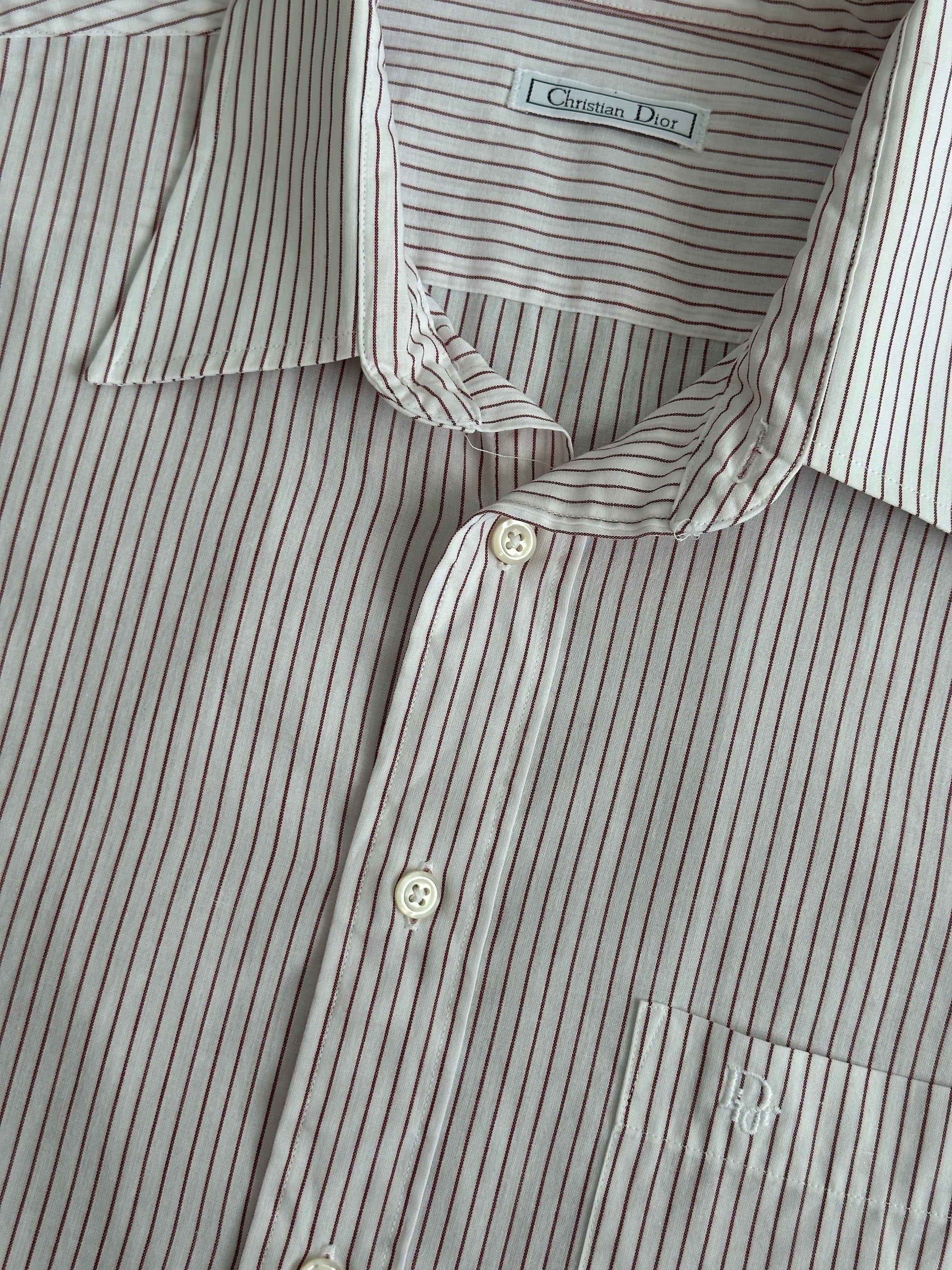 Christian Dior 1990s Cotton Striped Logo Shirt - M