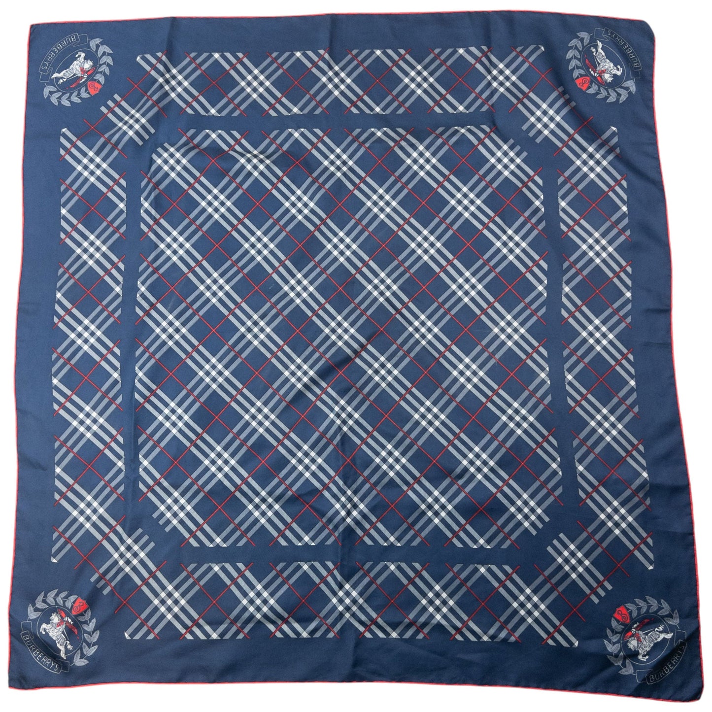 Vintage 90s Burberry Nova Check Silk Scarf | O/S, Navy