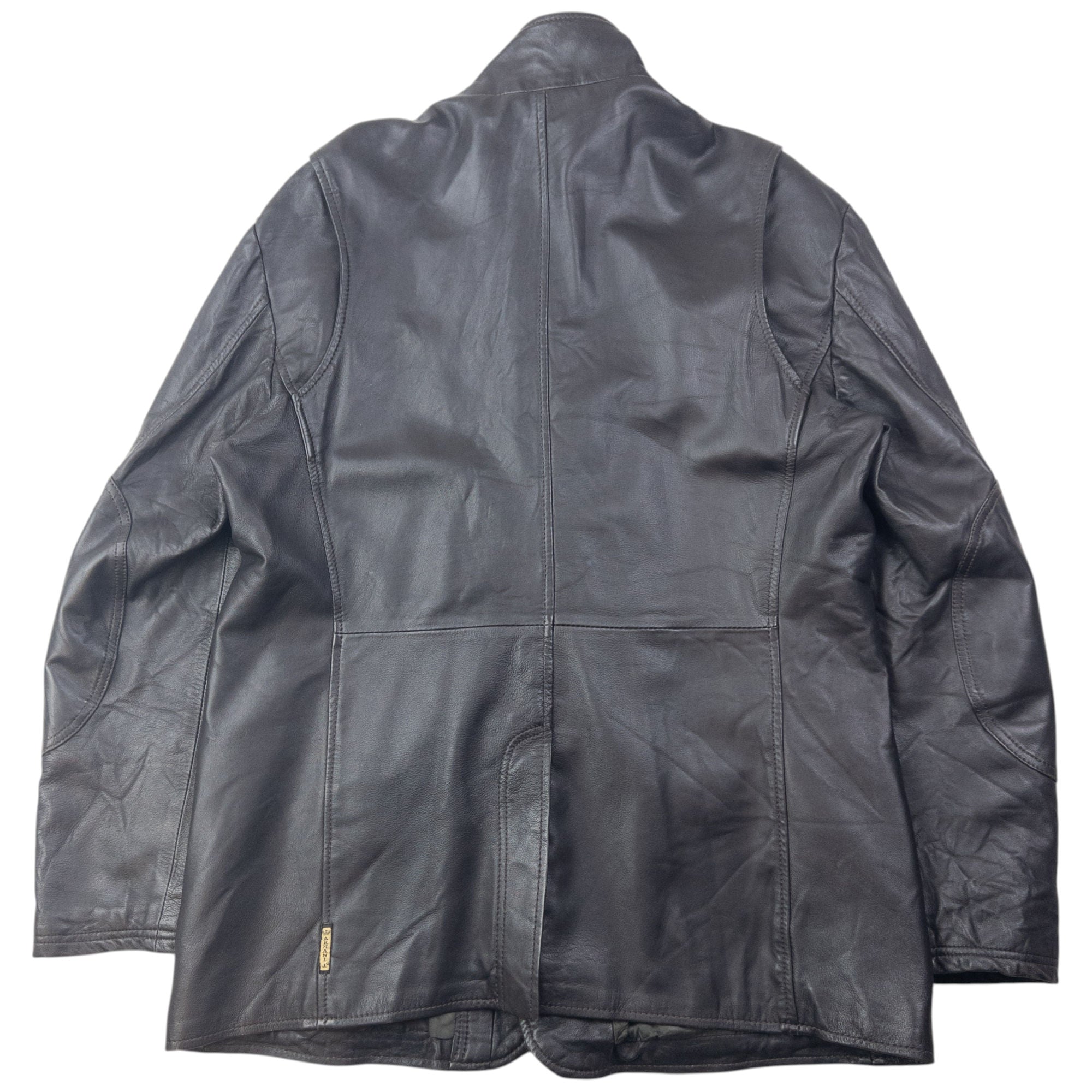 Vintage 2000s Armani Jeans Zip Up Leather Jacket Size L | Large