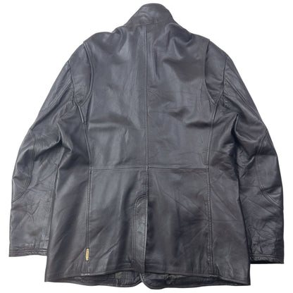 Vintage 2000s Armani Jeans Zip Up Leather Jacket Size L | Large, Black