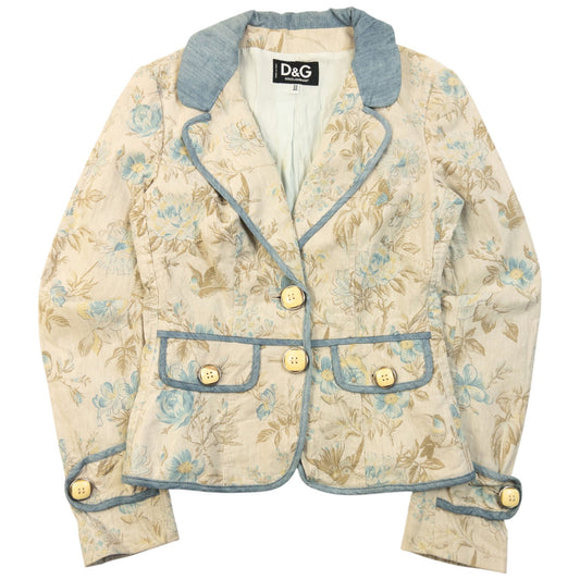 Vintage 2000s Dolce & Gabbana Floral Button Up Jacket Womens Size M | Medium, Beige