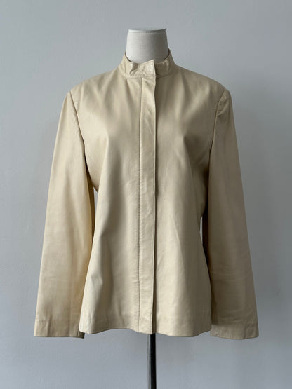 Vintage 1990s Concealed Placket Leather Jacket - M