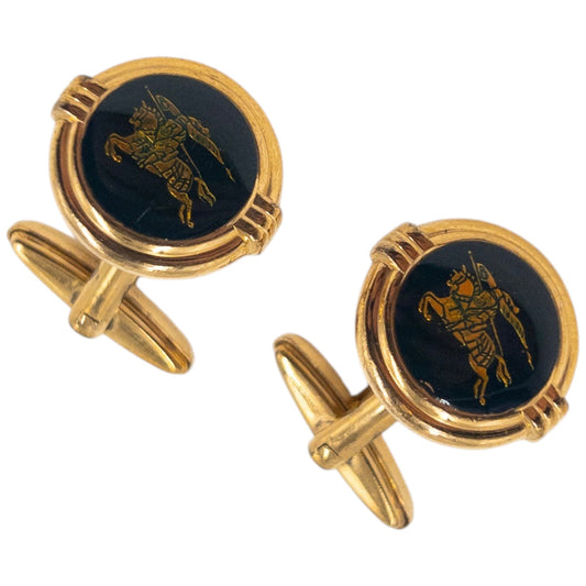 Vintage 90s Burberry Embossed Cufflinks | O/S, Black