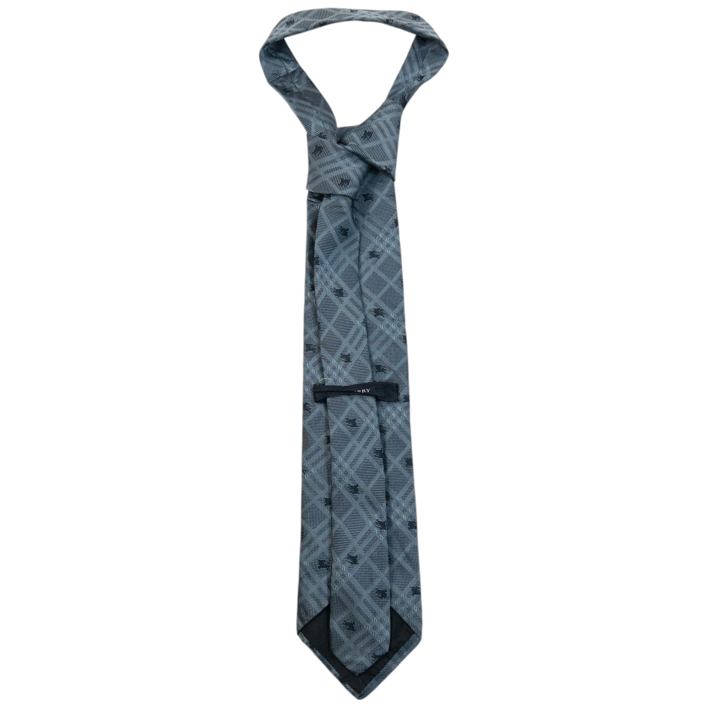 Vintage 2000s Burberry Nova Check Monogram Silk Tie | O/S, Blue