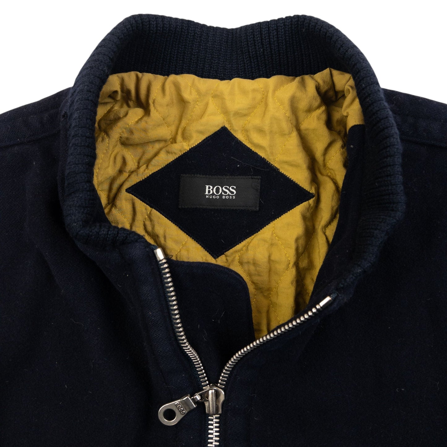 Vintage 90s Hugo Boss Cashmere Bomber Jacket Size L | Large, Navy