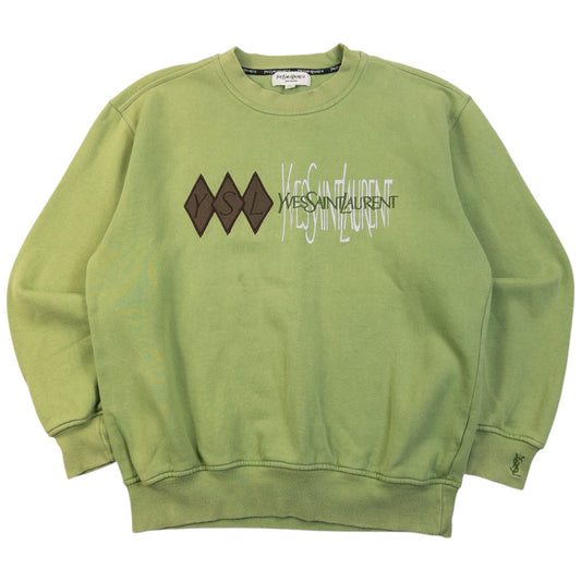 Vintage 2000s YSL Yves Saint Laurent Embroidered Sweatshirt Size XS | XS, Green
