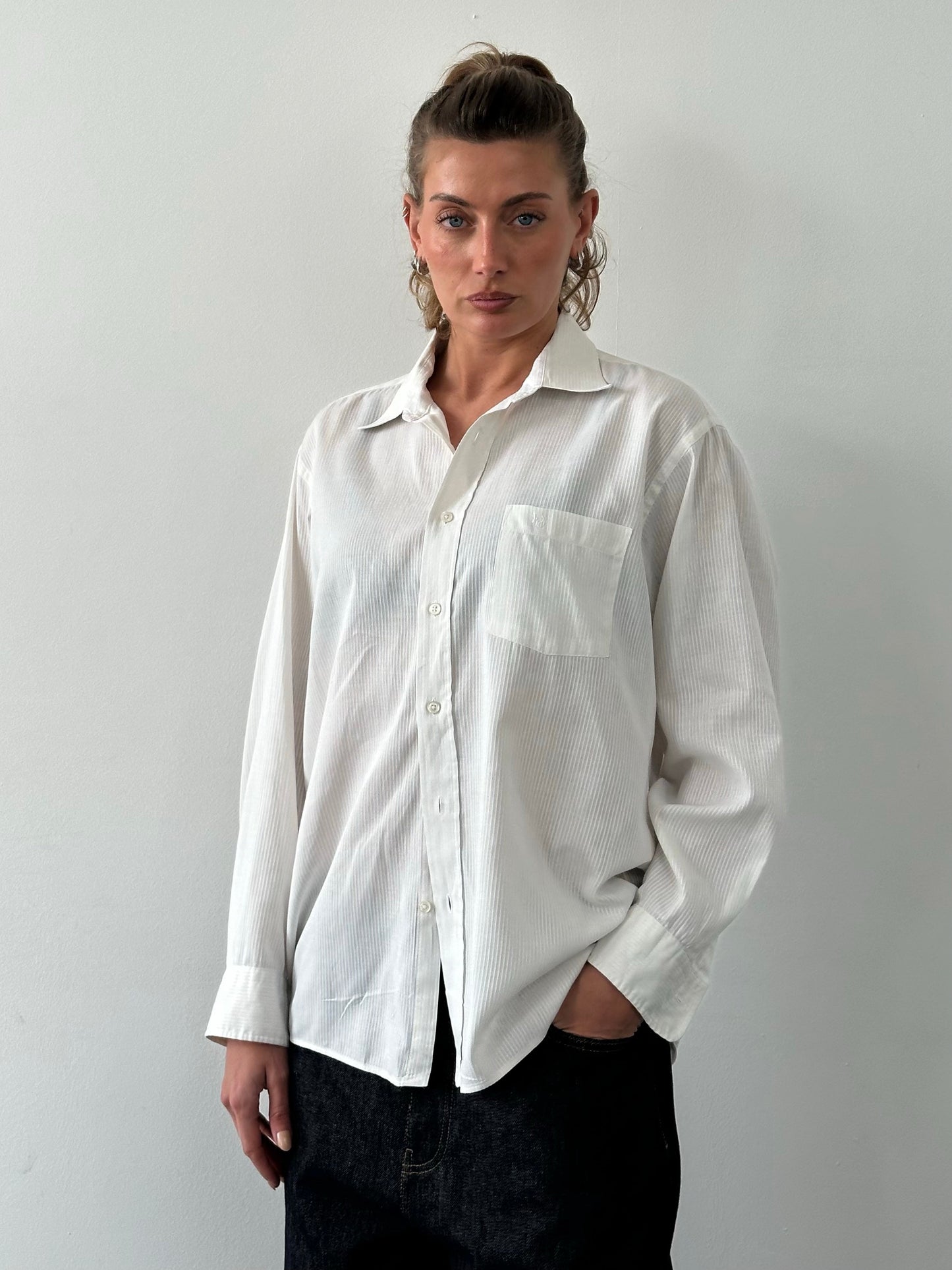 Christian Dior 1990s Cotton Striped Logo Shirt - L