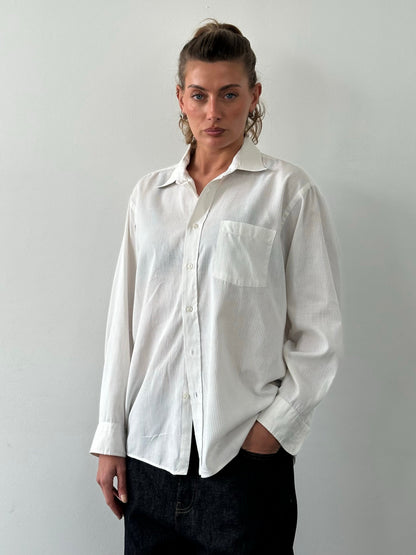 Christian Dior 1990s Cotton Striped Logo Shirt - L
