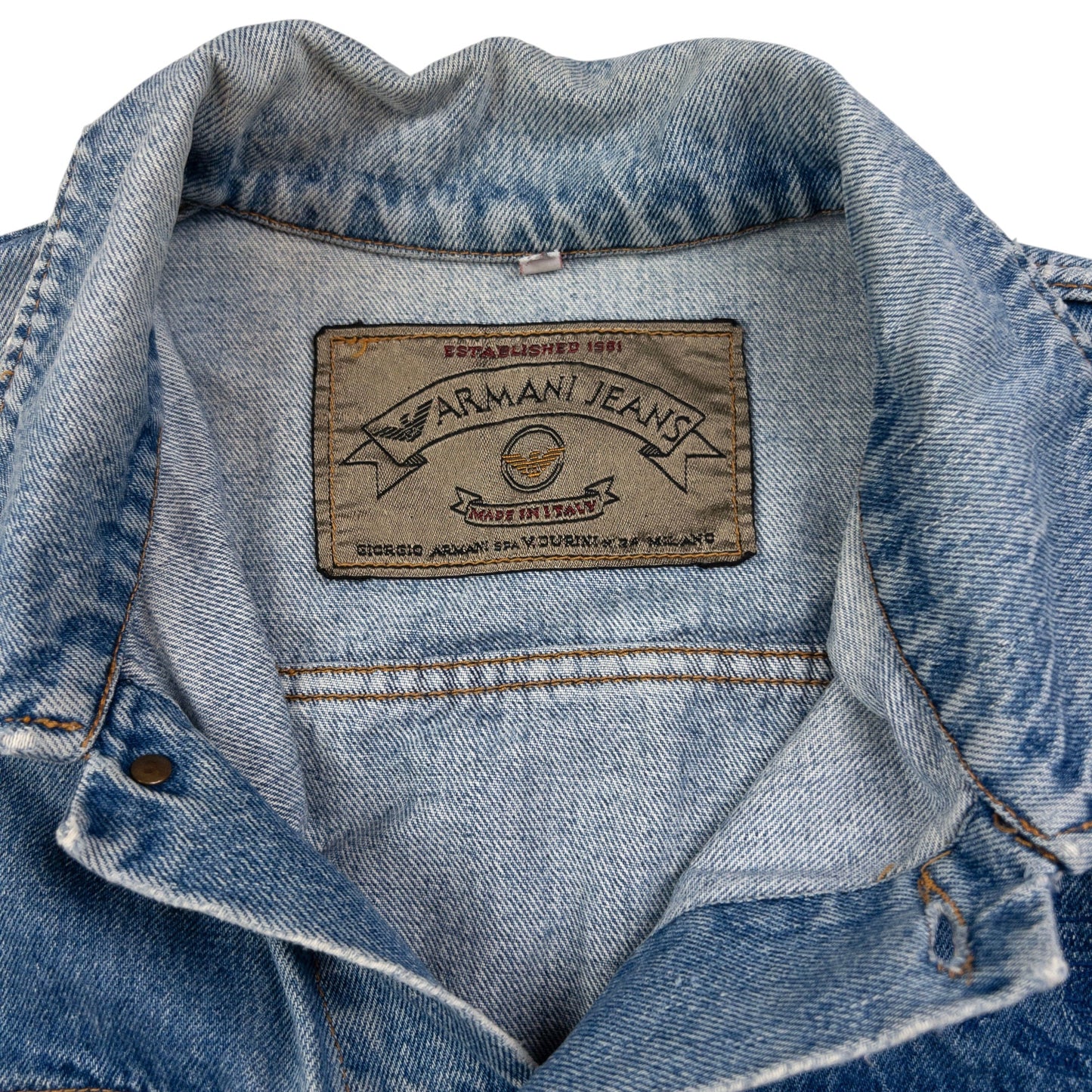 Vintage Armani Jeans Button Up Denim Vest Jacket Size M