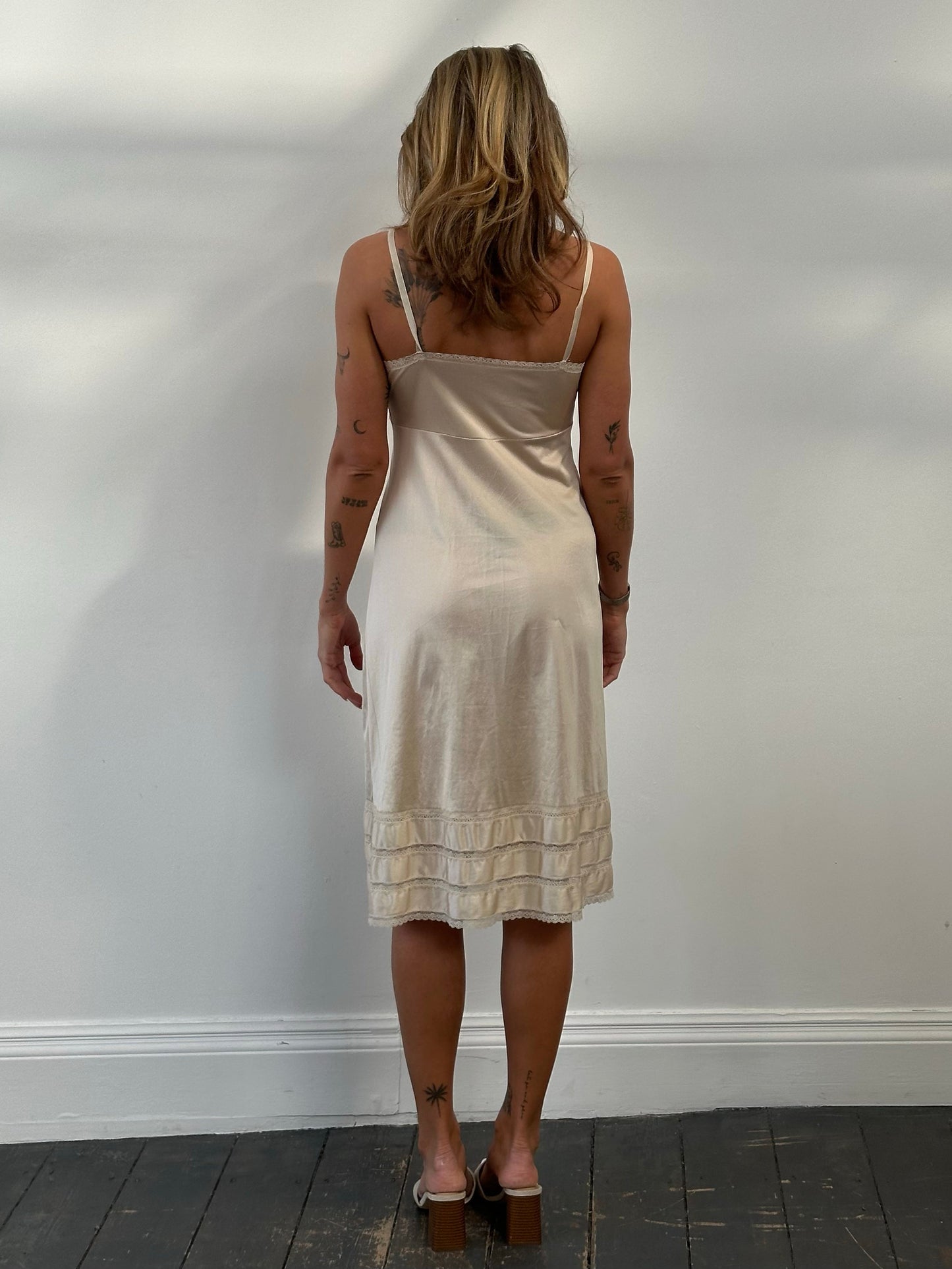 Vintage 1990s Lace Slip Midi Dress - M