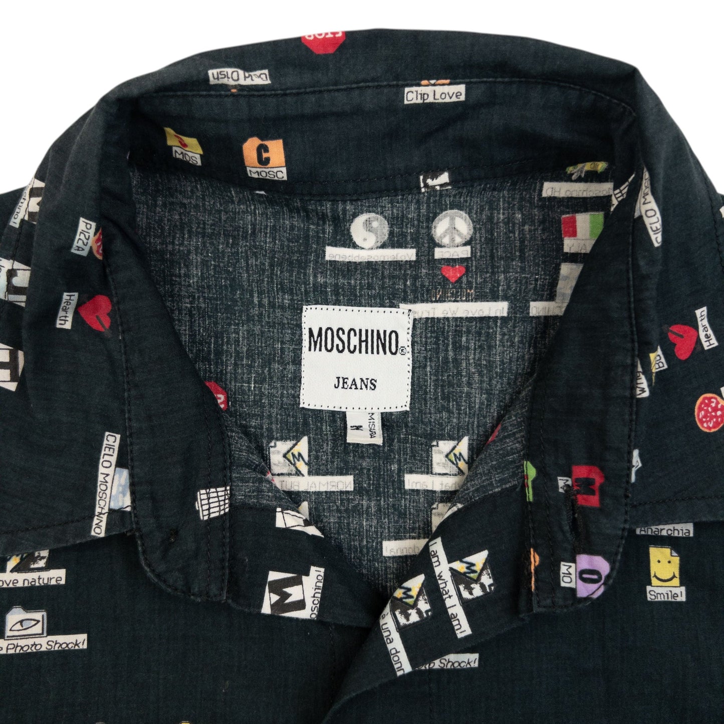 Vintage 90s Moschino Jeans Desktop Icon Long Sleeve Button Up Shirt Size M | Medium, Black