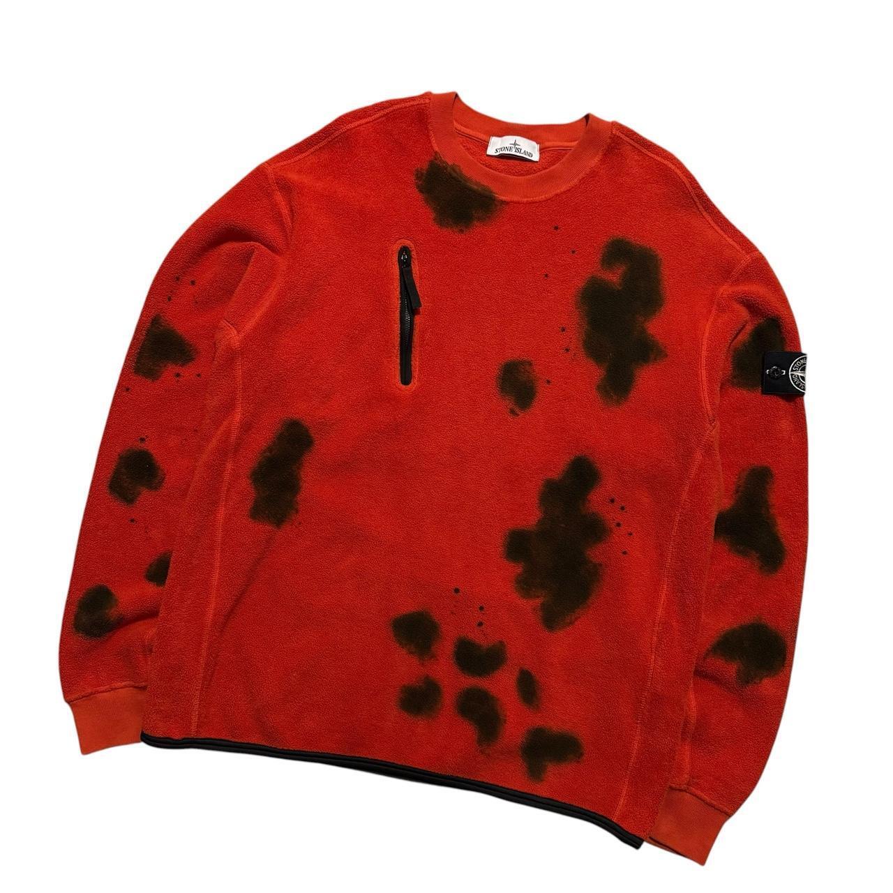 Stone Island Hand Coloured Fleece Jumper | Large, Red