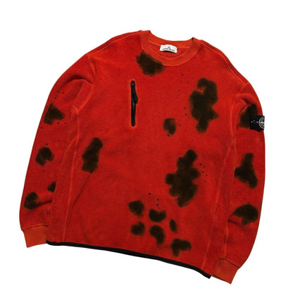 Stone Island Hand Coloured Fleece Jumper | Large, Red
