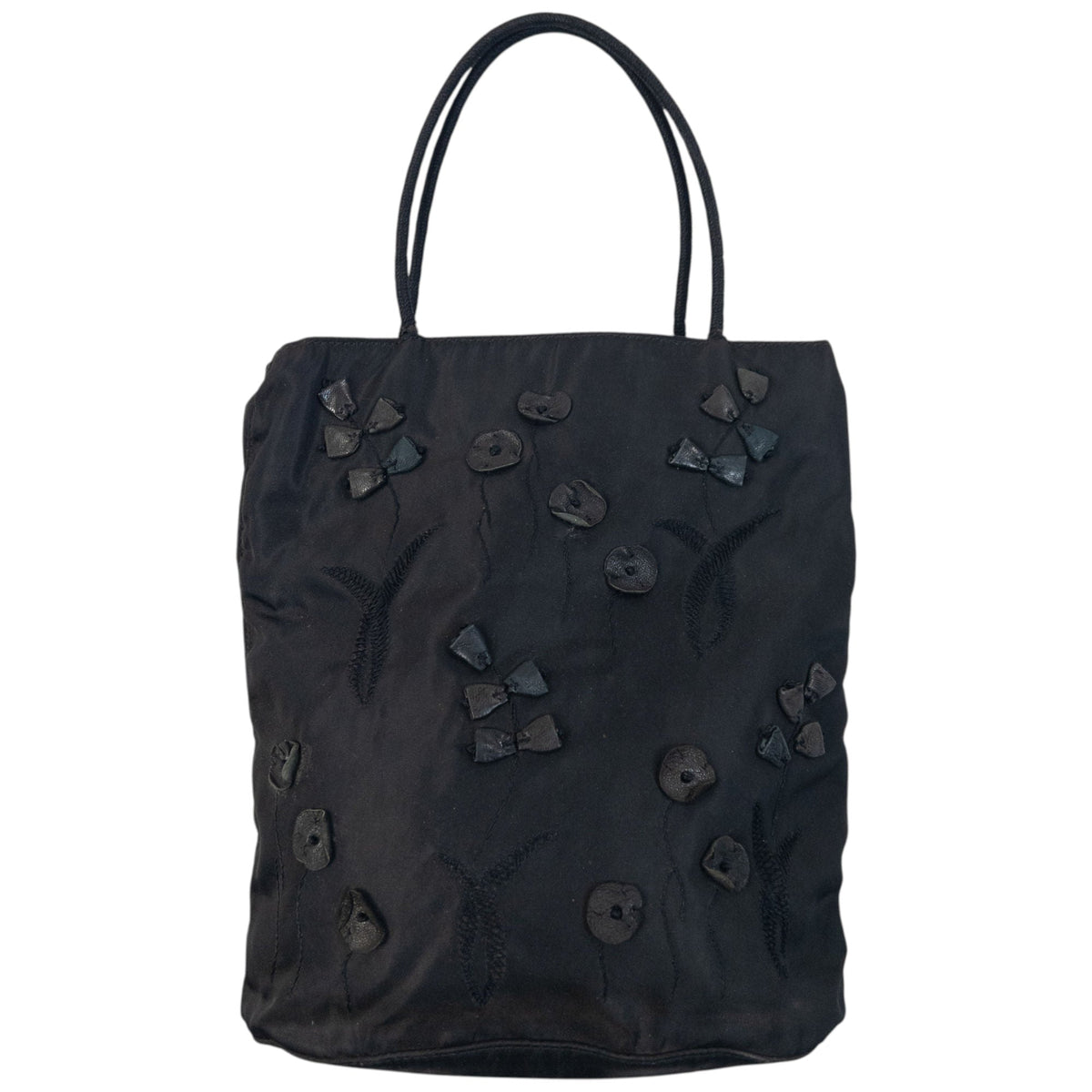 Vintage 2000s Prada Floral Handbag | O/S, Black