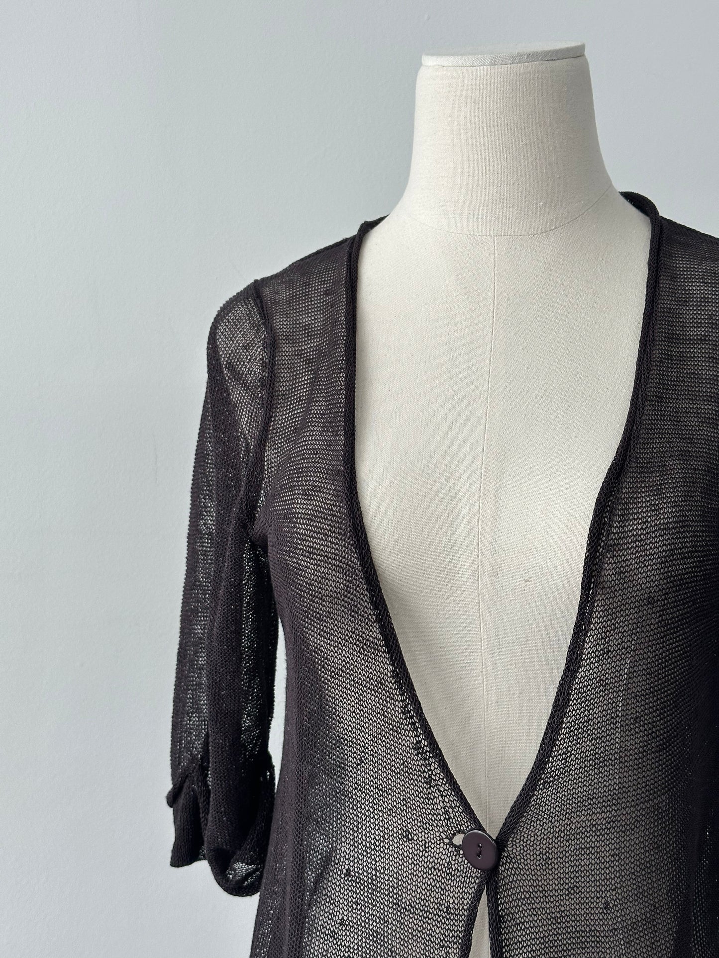 Vintage 2000s Linen Single Button Cardigan - M