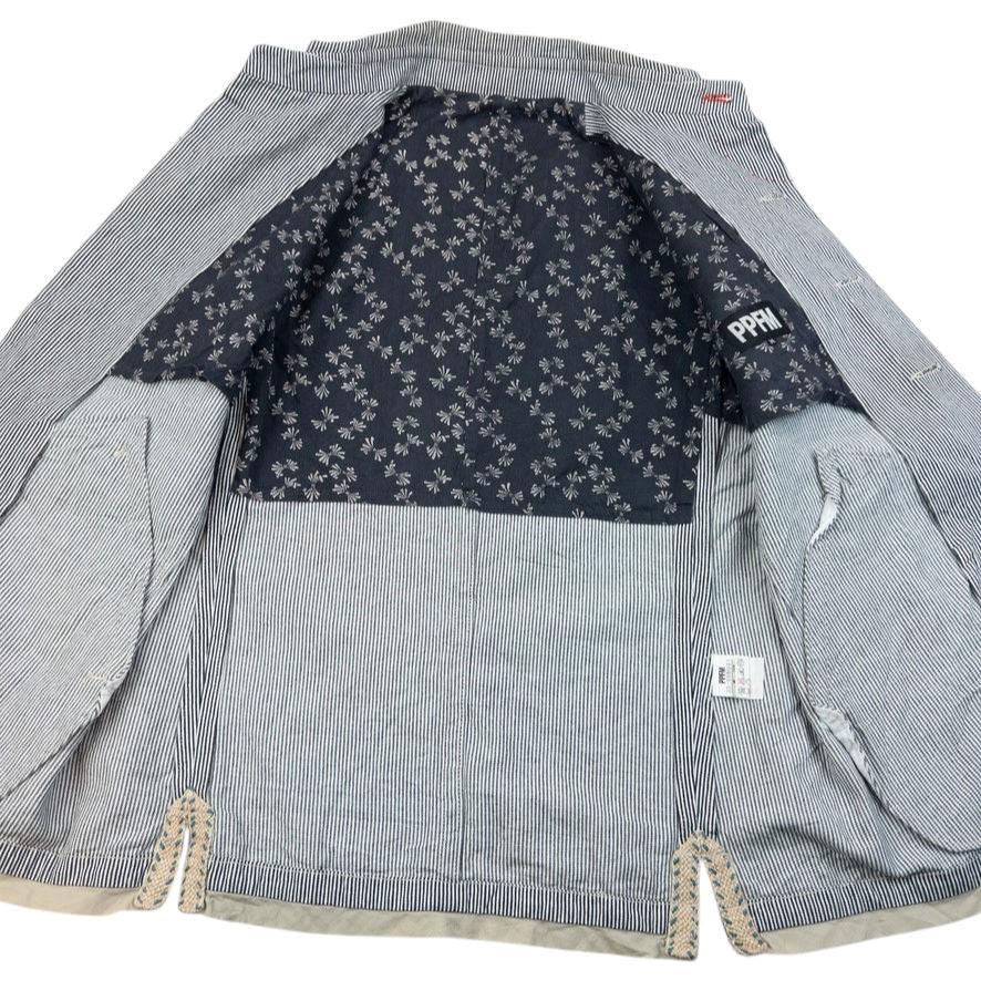 Vintage 2000s PPFM Striped Button Up Jacket Size M | Medium, Grey