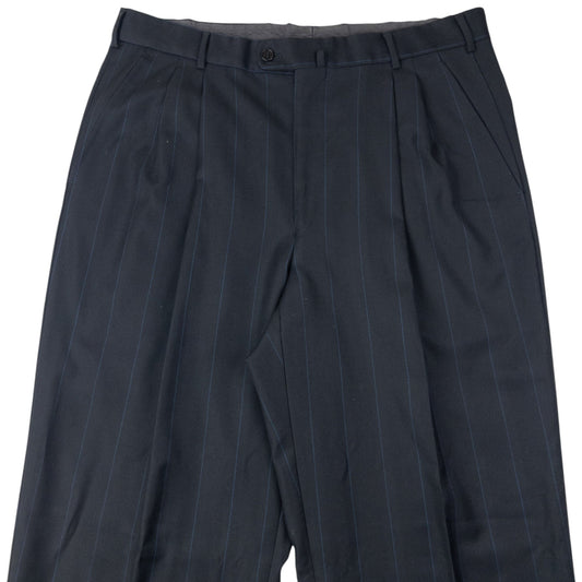 Vintage 90s Versace Pinstripe Pleated Trousers Size W35 | W35, Black