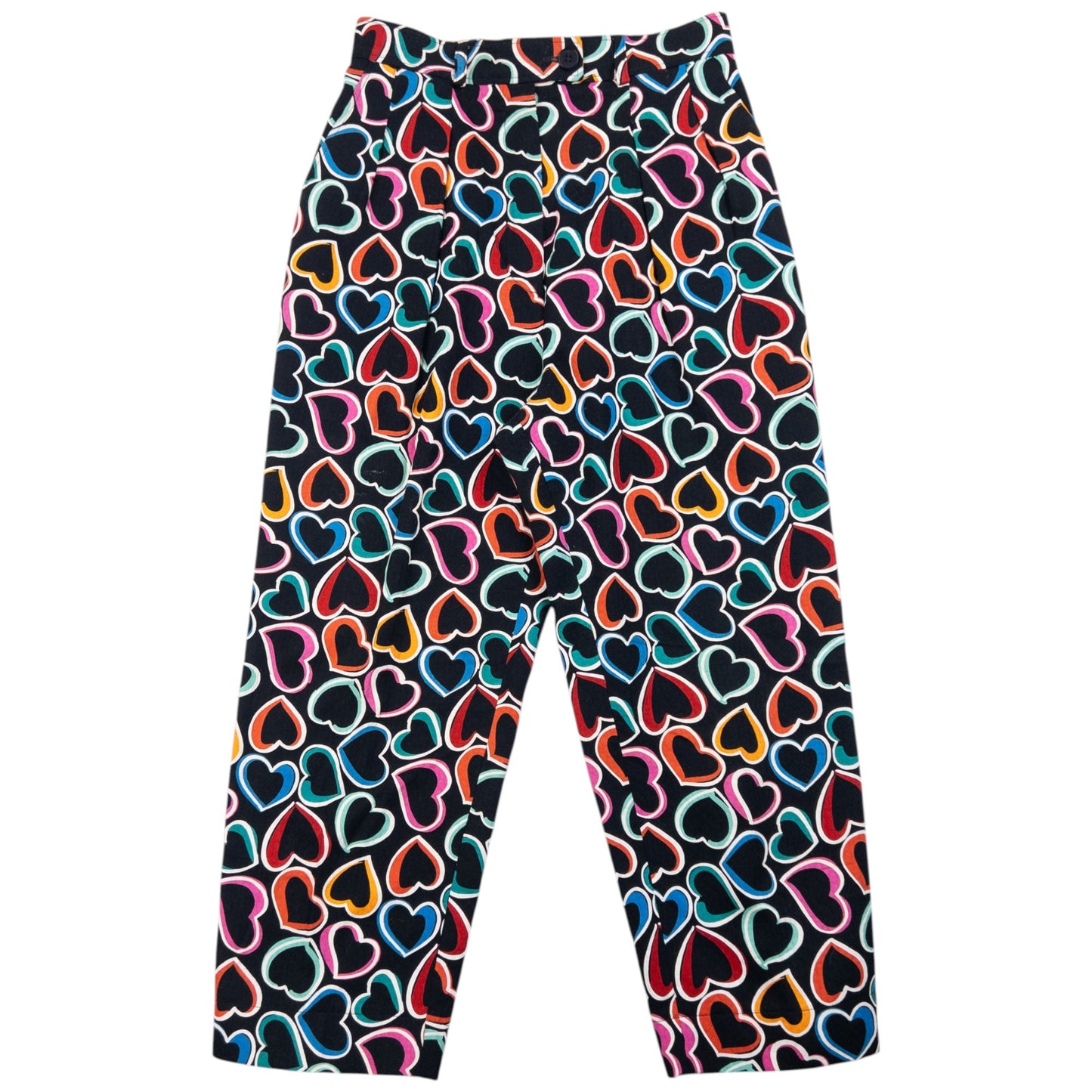 Vintage 80s YSL Yves Saint Laurent Heart Print Top & Trousers Set Womens Size XS | XS, Multicolour