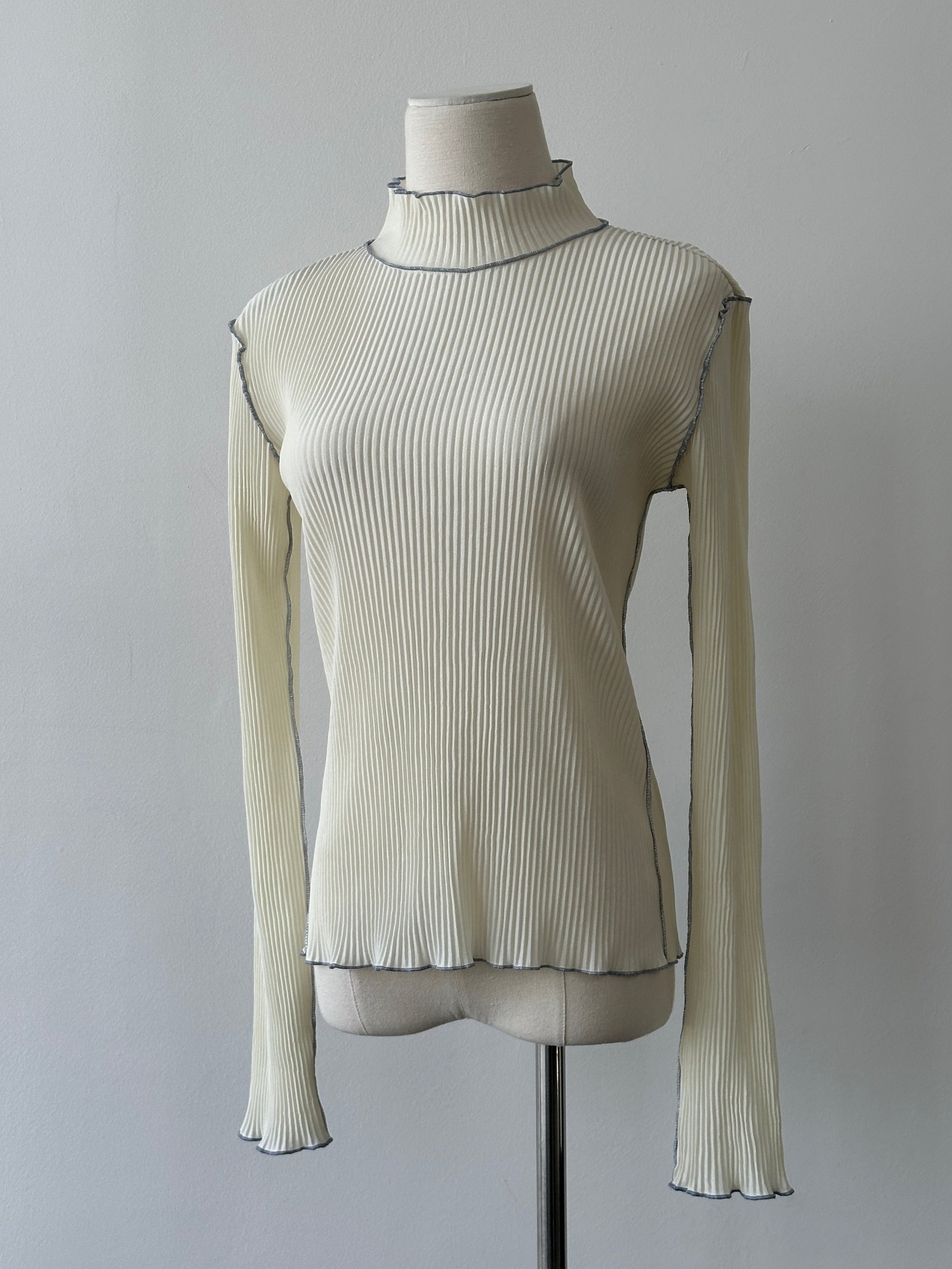 Vintage 2000s Ribbed High Neck Top - S