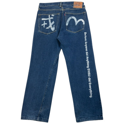 Vintage 2000s Evisu Gull Symbol Text Japanese Denim Jeans Size W32 | W32, Blue