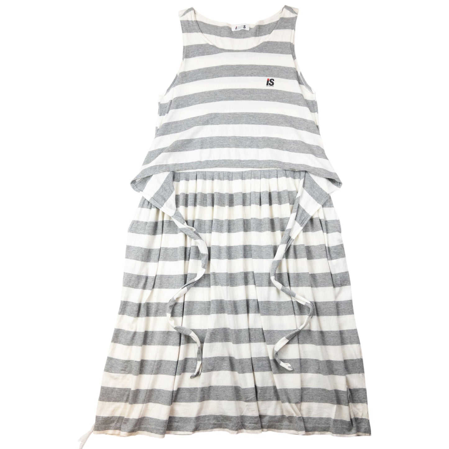 Vintage 80s Issey Miyake I.S. Striped Tie-Back Dress Womens Size L | Large, Multicoloured